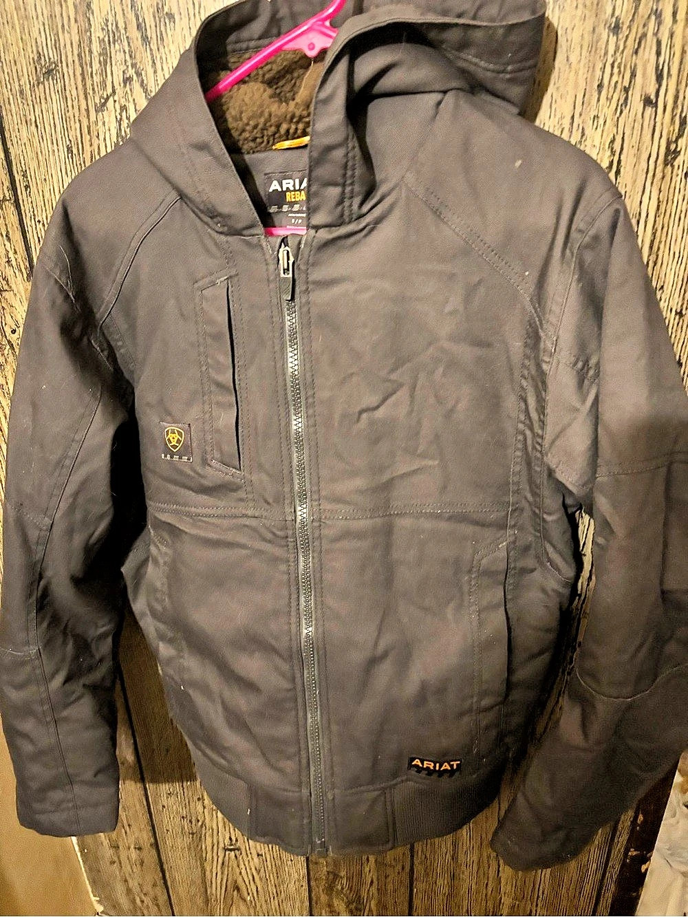 Ariat Rebar DuraCanvas Hooded Jacket Brown Small